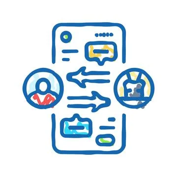 Human computer interaction hci icon doodle illustration Stock Illustration