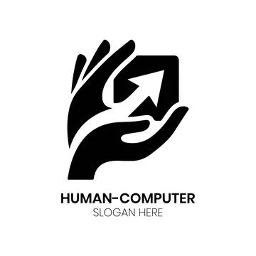 Human Computer Interaction Logo Design with Hand and Arrow Stock Illustration