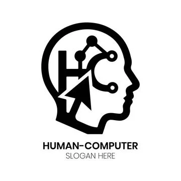 Human Computer Interaction Logo Design with Cursor and Head Stock Illustration