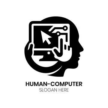 Human Computer Interaction Logo Design with Profile and Cursor Stock Illustration