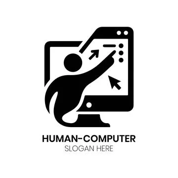Human Computer Interaction Technology Logo Design Stock Illustration
