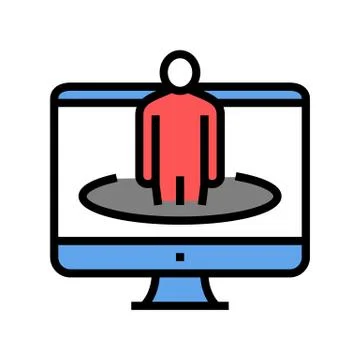 Human on computer screen color icon vector illustration Stock Illustration