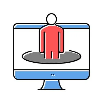 Human on computer screen color icon vector illustration Illustrazione stock