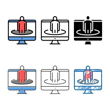 Human on computer screen color icon looks vector Stock Illustration