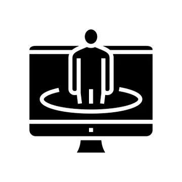 Human on computer screen glyph icon vector illustration Illustrazione stock