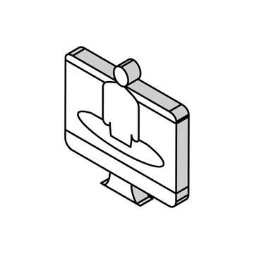 Human on computer screen isometric icon vector illustration Stock Illustration