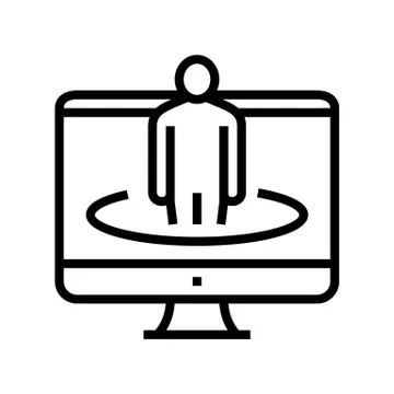 Human on computer screen line icon vector illustration Stock Illustration
