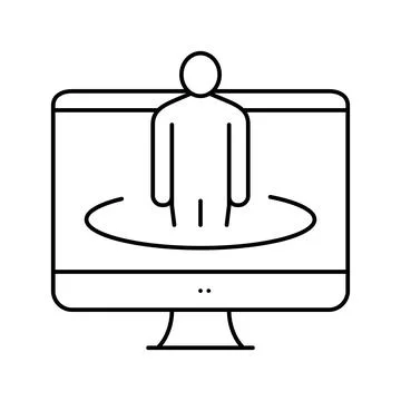 Human on computer screen line icon vector illustration 스톡 일러스트
