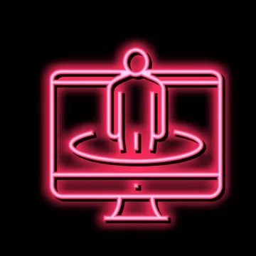 Human on computer screen neon glow icon illustration Stock-Illustration