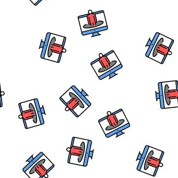 Human on computer screen vector seamless pattern Stock Illustration