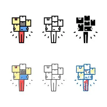 Human concepts with boxes pile color icon vector イラスト素材