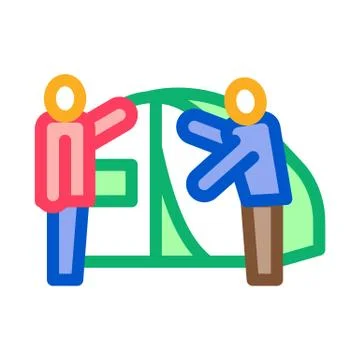 Human construct tent icon vector outline illustration Illustrazione stock