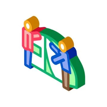 Human construct tent isometric icon vector illustration Illustrazione stock