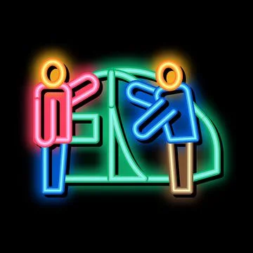 Human construct tent neon glow icon illustration Illustrazione stock