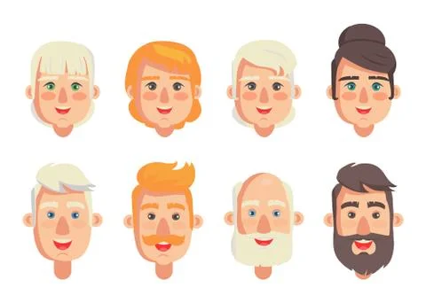 Human Constructor Head Different Hairstyles Vector 스톡 일러스트