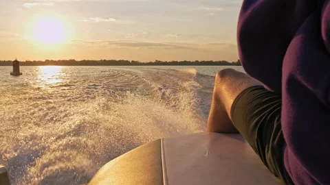 Human contemplate while summer sunset. Stock Footage 148336518