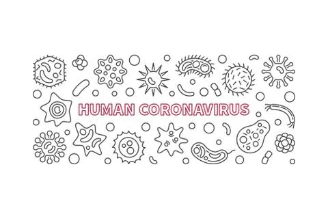 Human Coronavirus vector concept outline horizontal banner イラスト素材