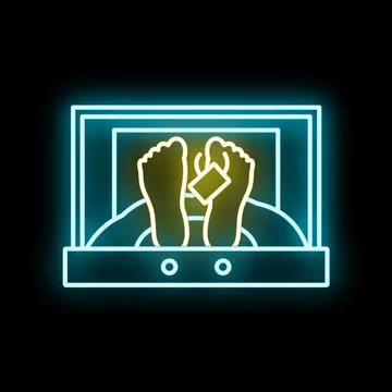 Human corpse with toe tag in neon morgue drawer Stock Illustration