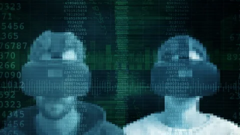Human Couple Source Code Virtual Reality VR Headset Data Stream Stock Footage 104847553