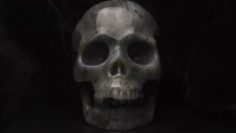 Human Crystal Skull of Labradorite Stone Illuminated from Right to Left 스톡 동영상 140171698