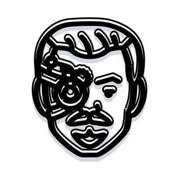 Human cyborg face with bionic eye illustration Stockillustratie