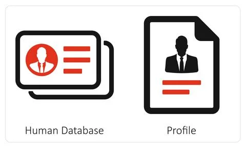 Human Database and Profile Stock Illustration