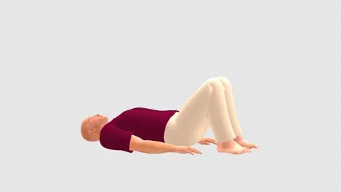 Human Dead Bug Core Exercise Side View Alpha Stock Footage 335815166