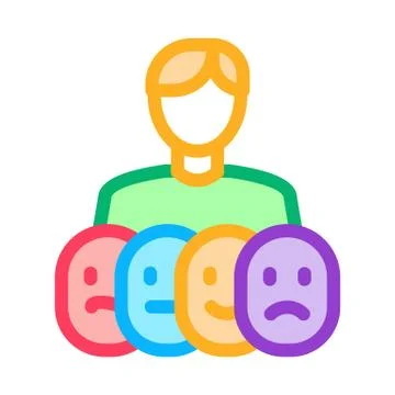 Human deepfake many faces icon vector outline illustration Stock Illustration