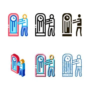 Human delivery watch clean repair service icon vector outline Stock Illustration