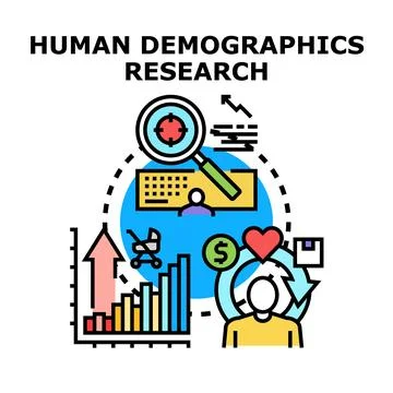 Human demographics research analyzing population data statistics Stockillustratie