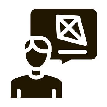 Human desire to fly kite icon Vector Glyph Illustration Stock Illustration