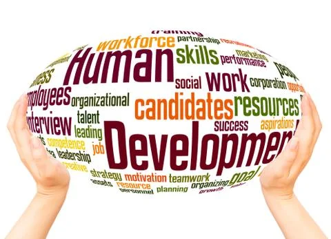 Human Development word cloud hand sphere concept Stock Photos