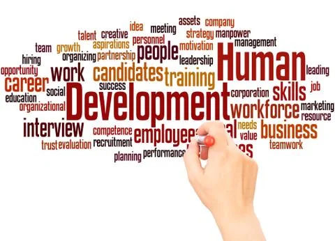 Human Development word cloud hand writing concept Stock Photos