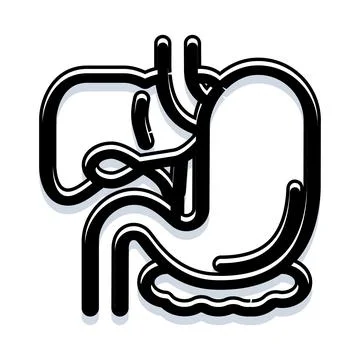 Human digestive system anatomy outline icon design Stock Illustration