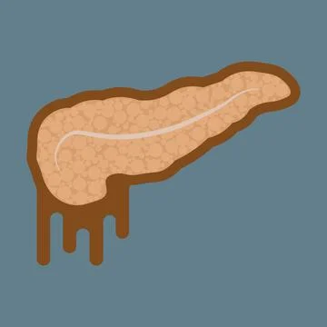Human digestive system icon. Diseases of the pancreas. Pancreatitis. Illustrazione stock