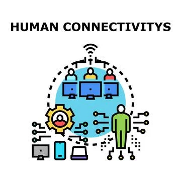 Human digital connectivity networking global technology infrastructure 스톡 일러스트