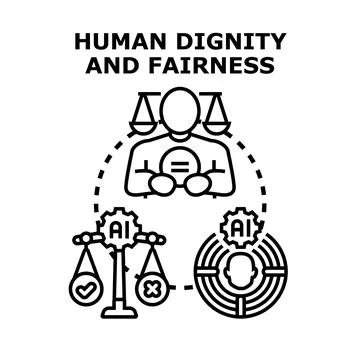 Human dignity and fairness concept with ai ethics Illustrazione stock