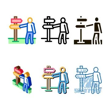 Human direction pillar icon series vector outline Stock Illustration