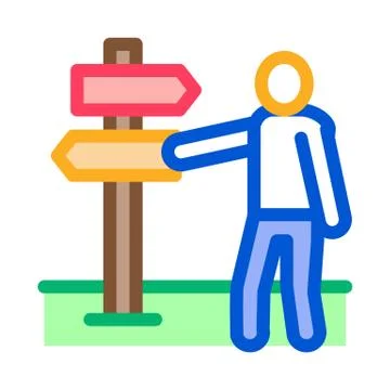 Human direction pillar icon vector outline illustration Stock Illustration