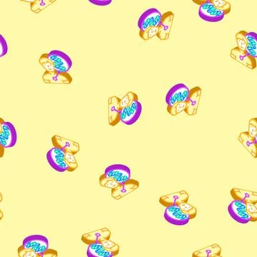 Human with dna genetic engineering isometric icon seamless pattern イラスト素材