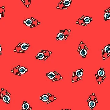 Human with dna genetic engineering vector seamless pattern 스톡 일러스트