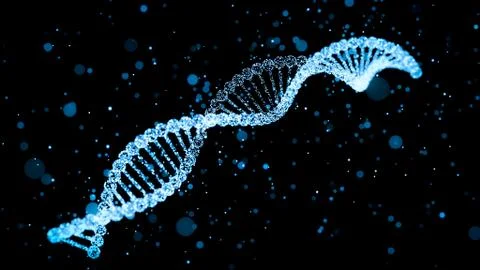 Human dna with glowing particles 3d illustration イラスト素材