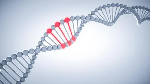 Human dna with red glowing mutation genes scientific abstract white backgroun イラスト素材