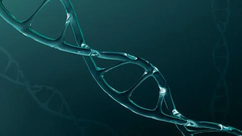 Human dna structure with glass helix, deoxyribonucleic acid on green backgr.. Stock Illustration