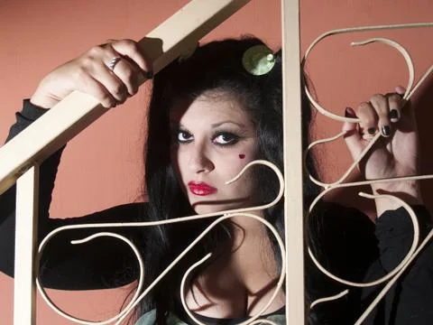 Human doll through a railing Stock Photos