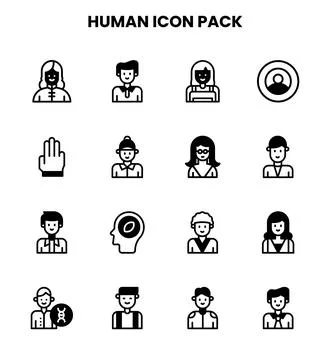 Human DuoTone Design Icons Pack Stock Illustration