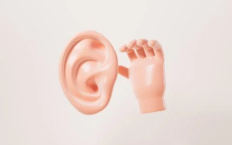 Human ear and hand, 3d rendering. Stock Illustration
