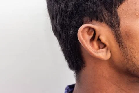 Human Ear - Close up of man ear Its body part helps to hearing sound waves. F Stock Photos