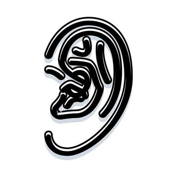 Human ear drawing representing hearing and sound Stock Illustration