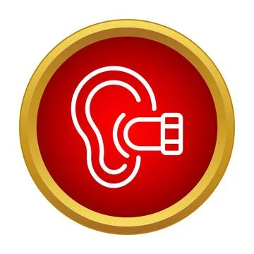 Human ear with earplug wearing for hearing protection Stock Illustration
